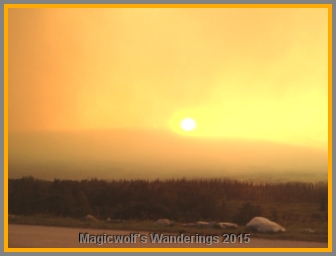 A smoky sunset at the campground.